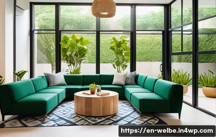 직원 동기 부여를 위한 웰니스 환경 - A modern office break area bathed in natural sunlight, featuring cozy lounge chairs with soft cushio...